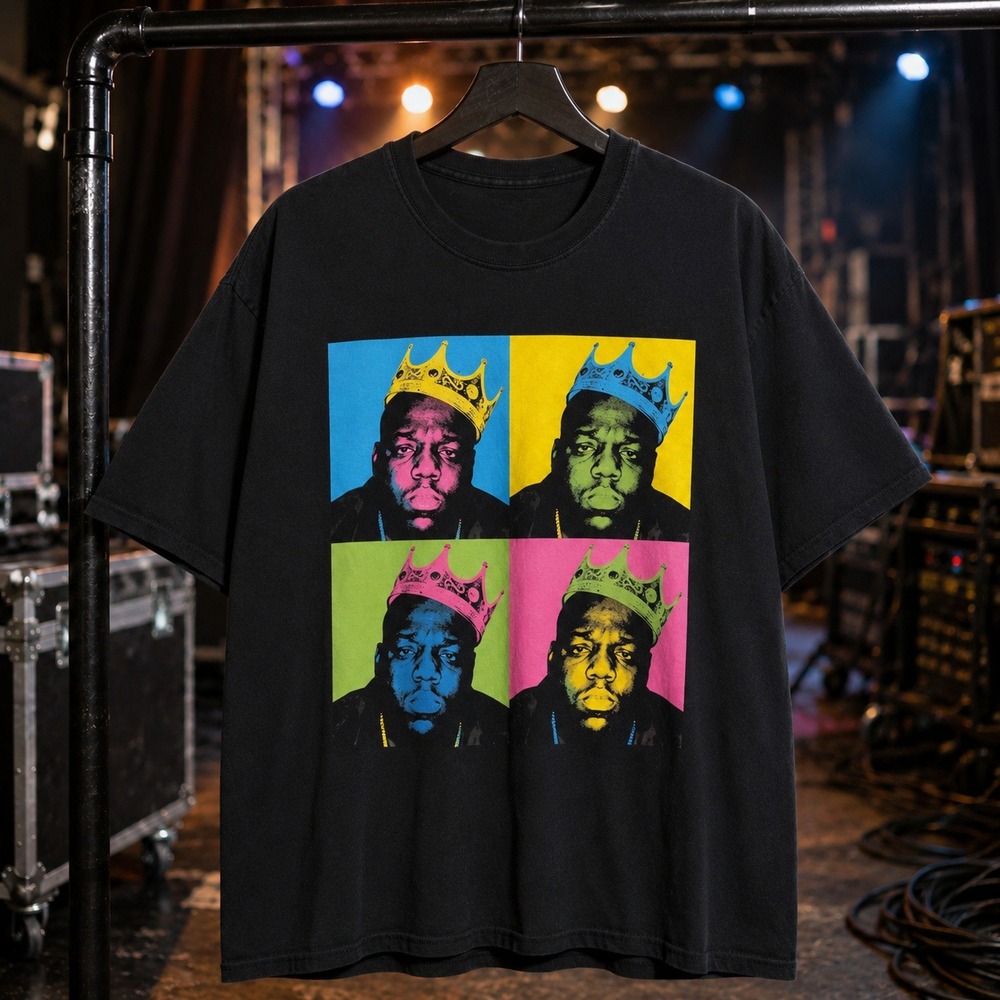 Notorious B.I.G. Pop Art Graphic T-Shirt Black Mens Size XL Hip Hop Streetwear